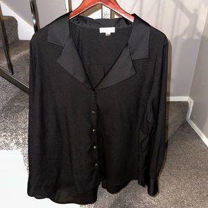 Women’s plus size black button up blouse